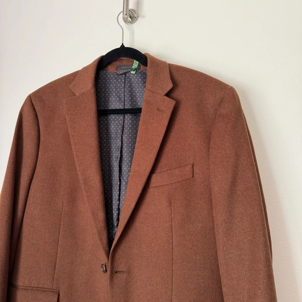 Ralph Lauren Wool Silk Cashmere Blend Blazer Jacket Coat Camel 42R